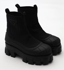 Prada Monolith Nylon Gabardine Boots Size 35.5/US 5.5 in Black