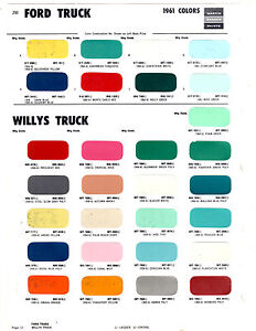 1955 Chevy Truck Color Chart