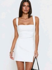 Princess Polly Bombshell Mini Dress White Square Neck Sleeveless US 0/AU 4 New