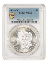 1878-CC $1 PCGS MS63 - Morgan Dollar - First-Year CC Morgan