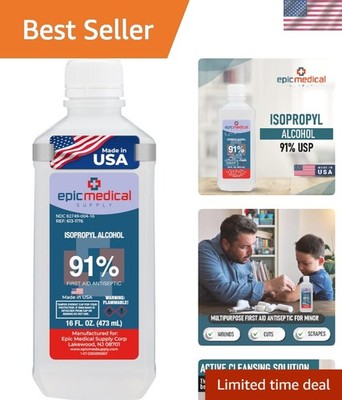 91% Alcohol Rubbing Solution - 16 oz. Antiseptic for Minor Wounds & Cleansing