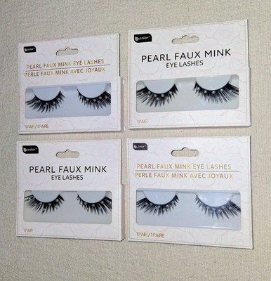 4 Pair NIB b.color Pearl Faux Mink Eye Lashes, Long Trendy 