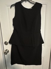 Calvin Klein Ladies Black Whimsy Goth Minimal Career Belt Missing SzP Dress