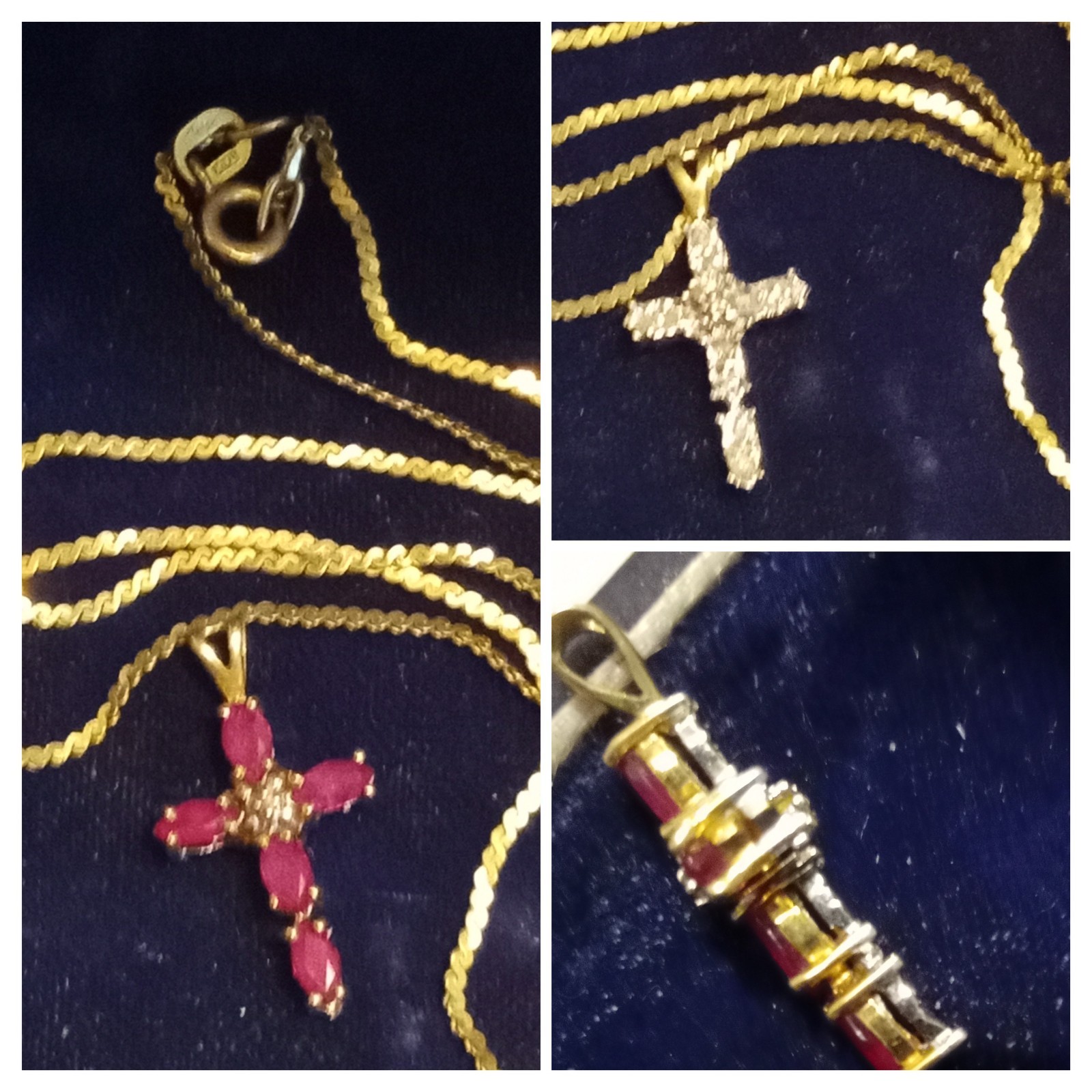 Reversible/Double Sided Ruby & Diamond 14k Gold C… - image 1