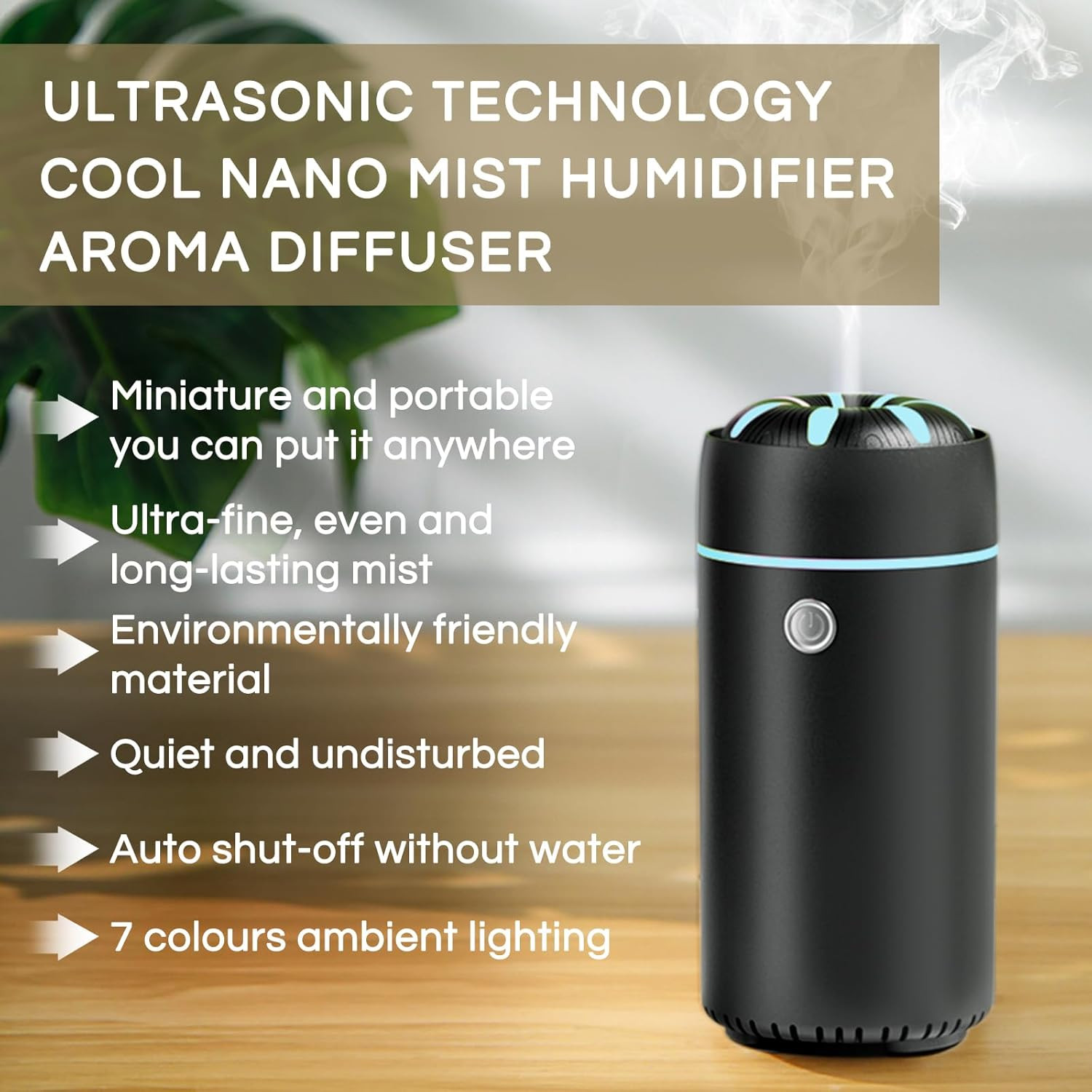 Car Humidifier Diffuser - Smart Cool Mist Air Freshener for Essential Oils - USB