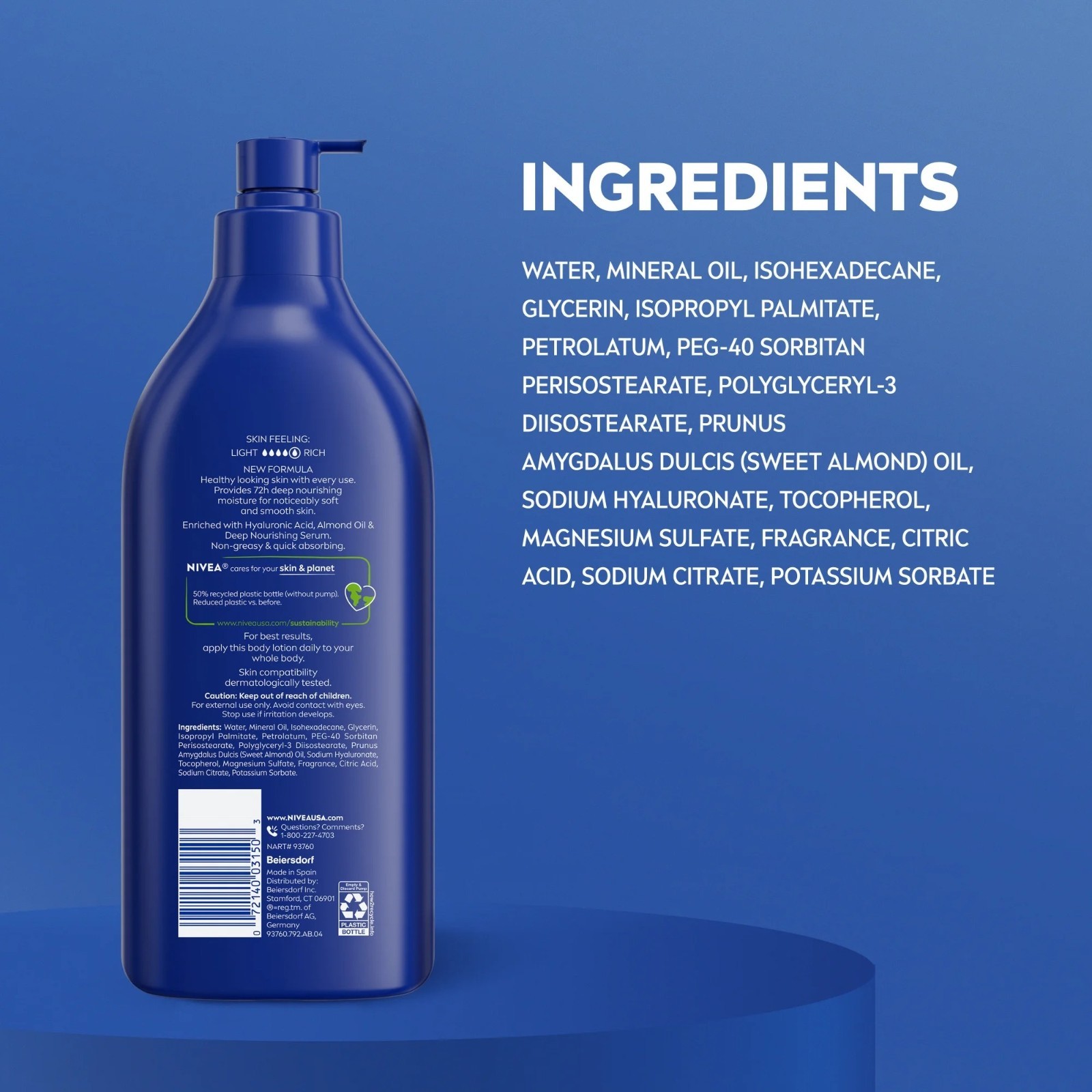 NIVEA Essentially Enriched Body Lotion with Hyaluronic Acid and Almond Oil, 20fl