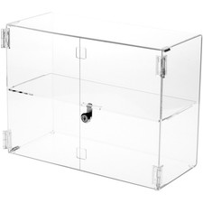 Plymor Clear Acrylic Rectangular Locking Case, 1 Shelf, 12" H x 16" W x 7" D