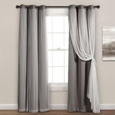 Sheer Grommet Curtains W/ Insulated Blackout Lining Window Curtain Panels Pair