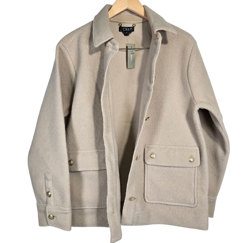 J. Crew Boucle shirt-jacket in Sandstone M NWT CF098 - Image 3 of 4