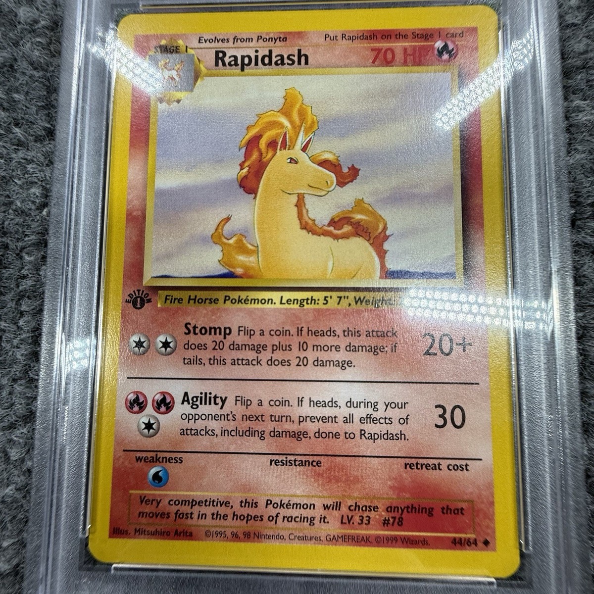 1999 Pokémon Jungle Rapidash 1st Edition PSA 7 #44/64 WOTC Vintage