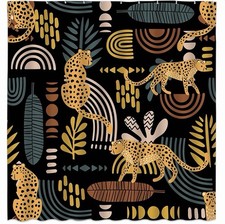 NEW African Wildlife Jungle Abstract Geometric 70x70 Poly Nylon Shower Curtain