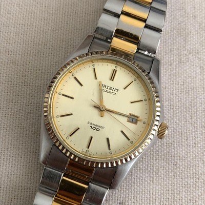 ORIENT SWIMMER 100 Quartz Wristwatch 34mm Case 18cm Ready to Use Authentic