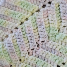 Cottagecore Pastel Purple Pink Hand Knitted Baby Afghan Blanket Scalloped Lap