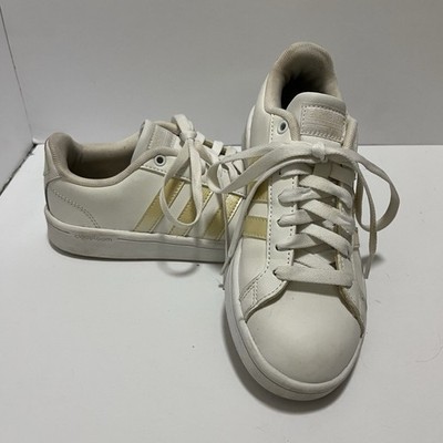 adidas NEO Cloudfoam Memory Foam Lace-Up Low Top Sneaker White/Gold Women