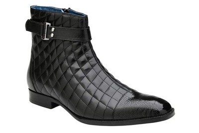 Belvedere Libero R80 Black Genuine Ostrich/Quilted Italian Calf Boots