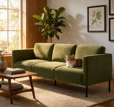 NEW 74'' Velvet Sofa Vintage Green, Comfy Padded Modern Living Room Couch  