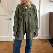 Vintage 1969 OG 107 poplin US military green Slant pocket jacket