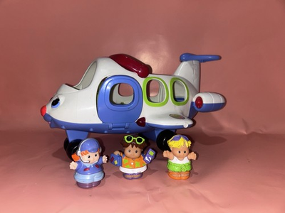 #ad Fisher Price Lil Movers Jet Plane Airplane 3 Little People Lights Sounds WORKS $25.99