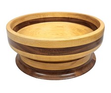 Vintage Segmented Studio Art Wood Bowl 11.25" Hand Turned Walnut  Oak Mixed Wd