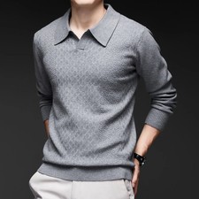 High-quality Men's Business Casual Solid Color V-neck Long Sleeve Warm Sweater,
