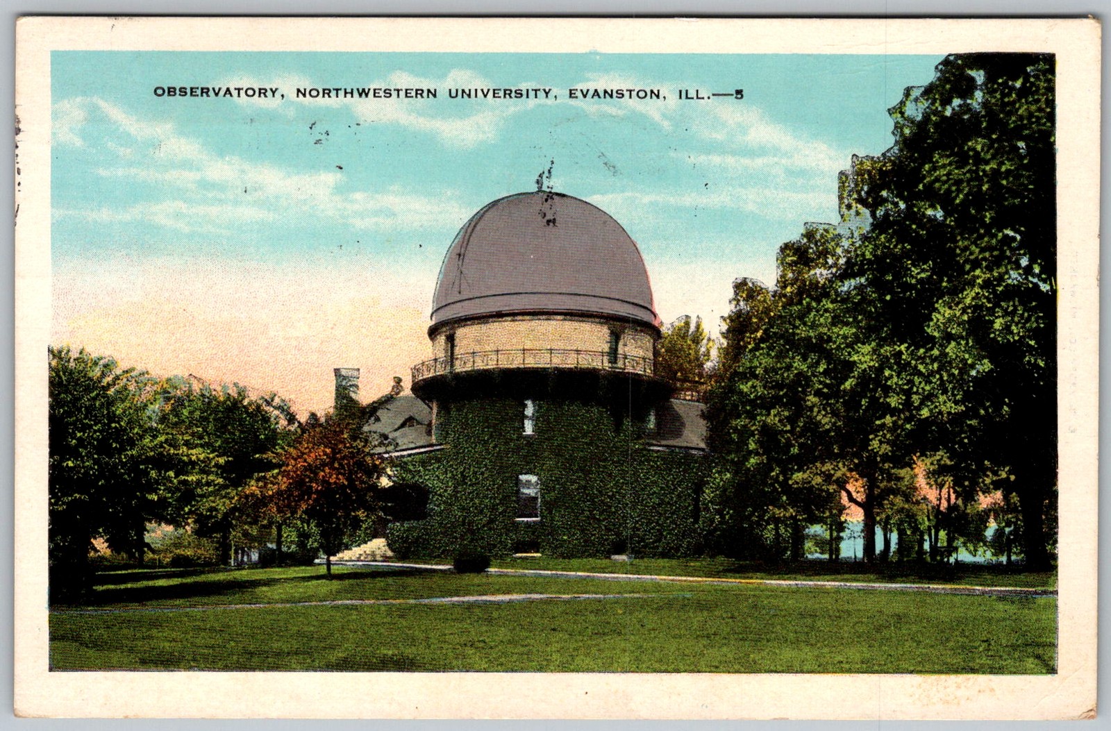 Vtg Postcard Northwestern University Observatory Evanston, IL 1930s