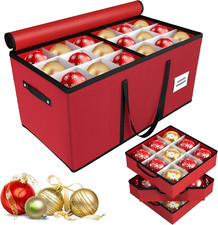 Christmas Ornament Storage Box, Stores 54-4" Large Ornaments with Individual Tra