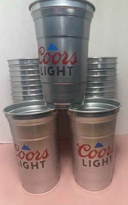 Lot Of 8 Coors Light Aluminum Ball Cups, 20 Ounce New