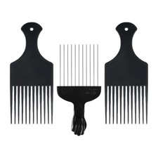 JIUANODD 3 Pack Plastic Metal Hair Pick Comb Set for Curly