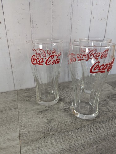 3x 2001 Coca Cola Original Retro Vintage 16oz Glass with Red Embossed Logo - Picture 4 of 6