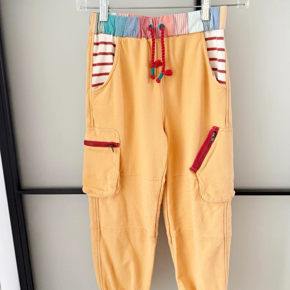 Matilda Jane Boys Too Cool Jogger Pants Size 8 Gold Cotton Knit - Image 2 of 4