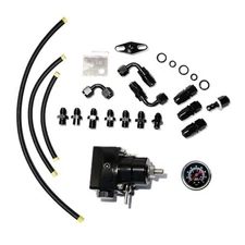 Universal EFI Fuel Pressure Regulator Kit -Aluminum+Red (0-100 PSI) with Black