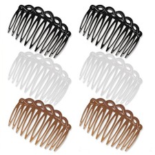 6 Pcs French Hair Side Combs for Women, Decorative Black, Coffee, Clear White