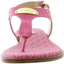 Michael Kors Plate Thong Cerise Sandal MK Signature Logo Pink Flat Thong 6 M NEW