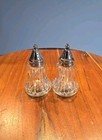 Vintage Clear Glass Salt and Pepper Shakers Silverplate Tops 3 1/2" Tall — photo 2