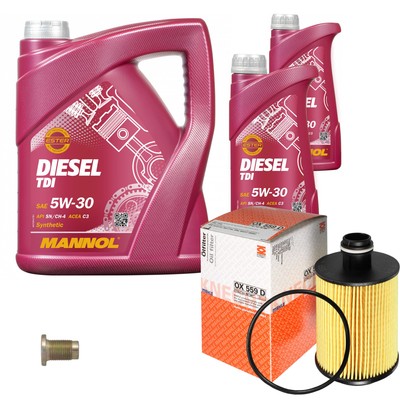 MAHLE Inspektionspaket 7 L MANNOL 5W-30 Diesel TDI für Opel Insignia A Sports