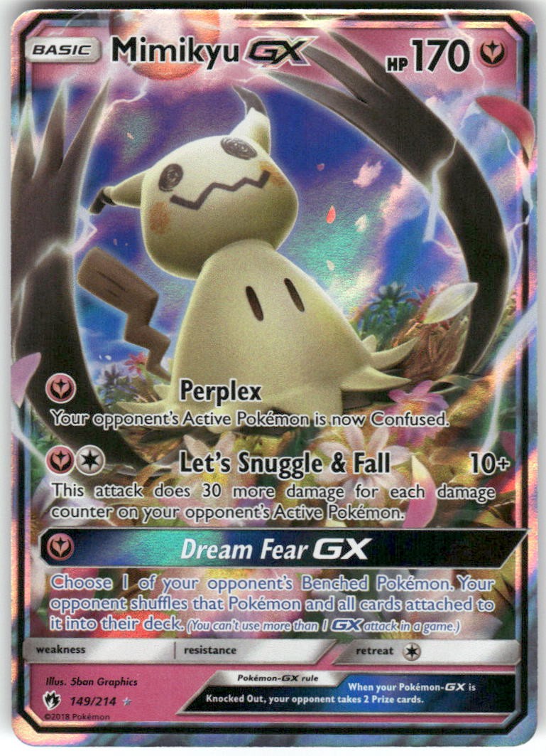 Mimikyu GX 149/214 Holo GX Rare Lost Thunder Pokemon Near Mint