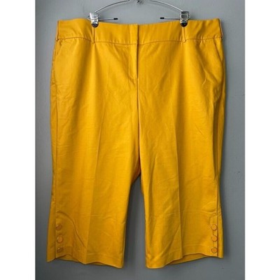 Lane Bryant Capris Plus Size 28 Laney Yellow Crop Pants Classic Wide Leg Twee