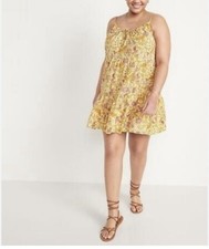 OLD NAVY Short Dress Cami Floral Tiered Spaghetti Straps Yellow Size XXL Women’s