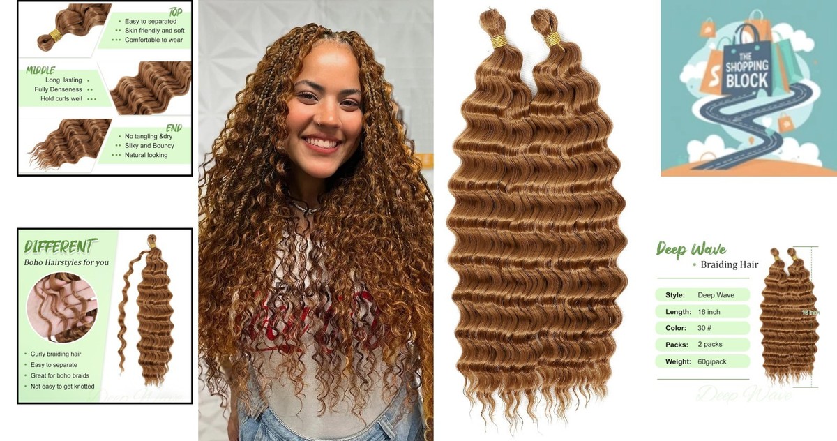 16-INCH Deep Wave Crochet Hair - 2 Pack, Ocean Wave, Black | eBay