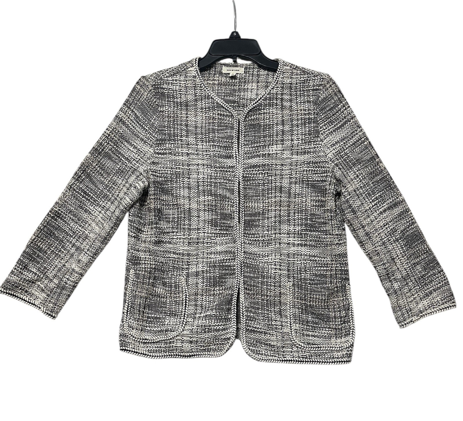 Max Studio Large Gray Tweed Pattern Blazer Woven … - image 1