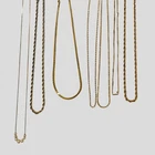 Mixed Gold Tone Necklace Lot Vintage Modern Costume Jewelry Craft Resale 7pc