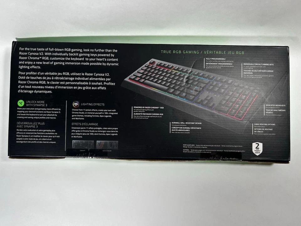 K162 Razer Cynosa V2 RGB Gaming Keyboard - NEW - Image 3 of 3