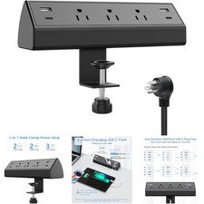 40W Fast Charging Power Strip 2 PD USB C Ports Desk Edge Surge Protector 3