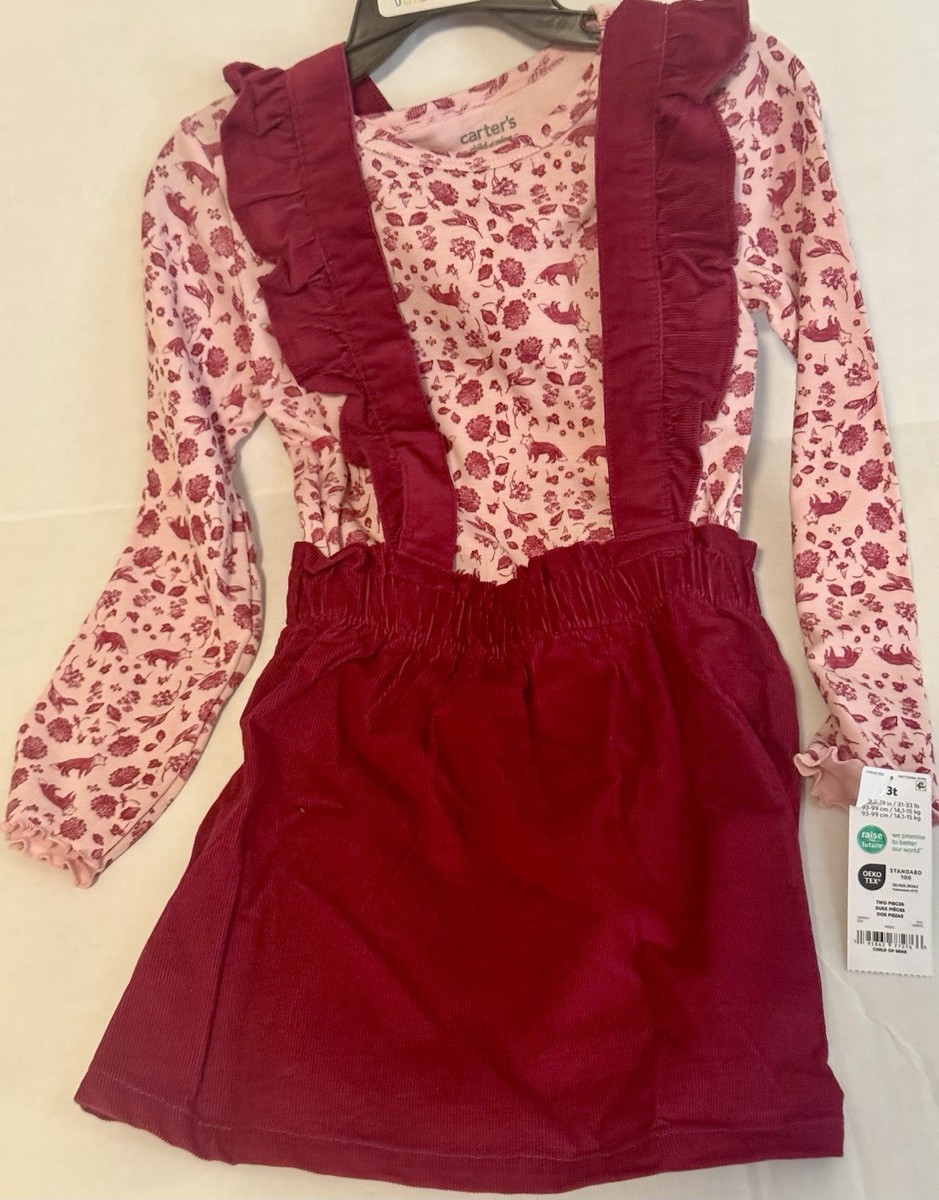 carters burgundy dress Child Of Mine 2 Piece Jumper Set Pink And Size 3T Color:Black White Dots Stretch ) Neckline marketplace_2026-07-06 Lumalex Summer Sequin Floral