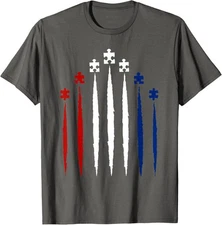 Red White Blue Puzzle Autism Awareness 4th Of July Unisex T-Shirt