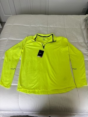 Nike Dri-FIT Men's Half Zip Running Pullover Volt Neon Yellow NWT Size M