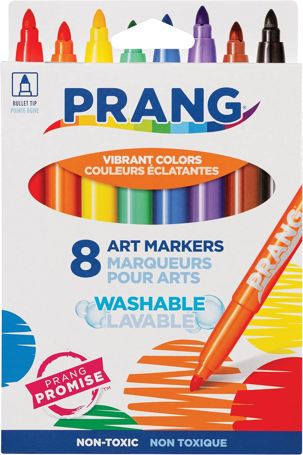 Classic Art Markers, Washable, Bullet Tip, Assorted Colors, 8 Count