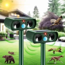 1-2 Pack Solar Ultrasonic Animal Repellent Dog Cat Skunk Deer Raccoon For Garden
