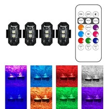 LED Motorcycle Lights-Pack Wireless RGB Strobe Lights with Remote Control, 4