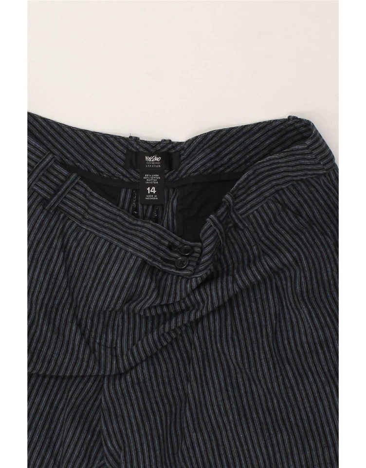Pantalones Cortos Chinos MOSSIMO Mujer US 14 XL W36 Azul Marino Rayas Lino BV08 Foto 3 de 3